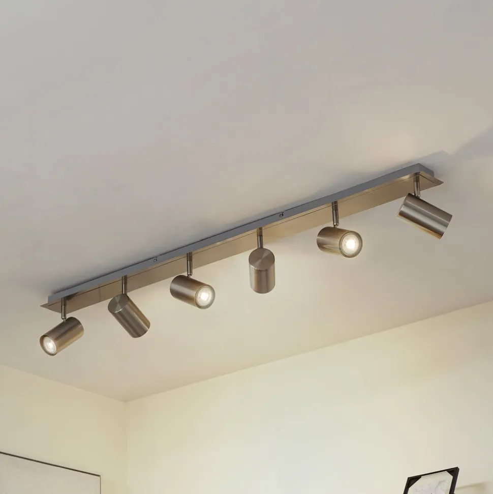 Lindby loftspot Joffrey, 116 cm, nikkel, 6 lyskilder, GU10