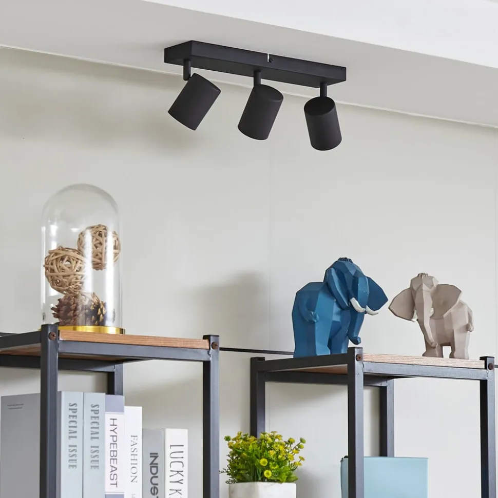 Lindby loftspot Jorell, 35 cm, sort, 3 lyskilder, metal