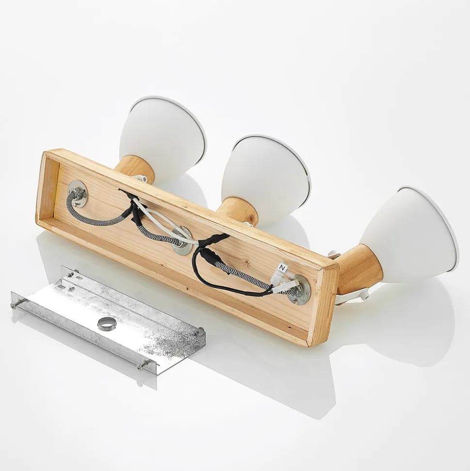 Lindby loftspot Merela, hvid, 45 cm, 3 lyskilder, træ, E14