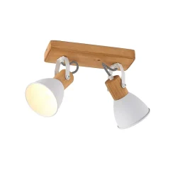 Lindby loftspot Merela, hvid, 28 cm, 2 lyskilder, træ, E14