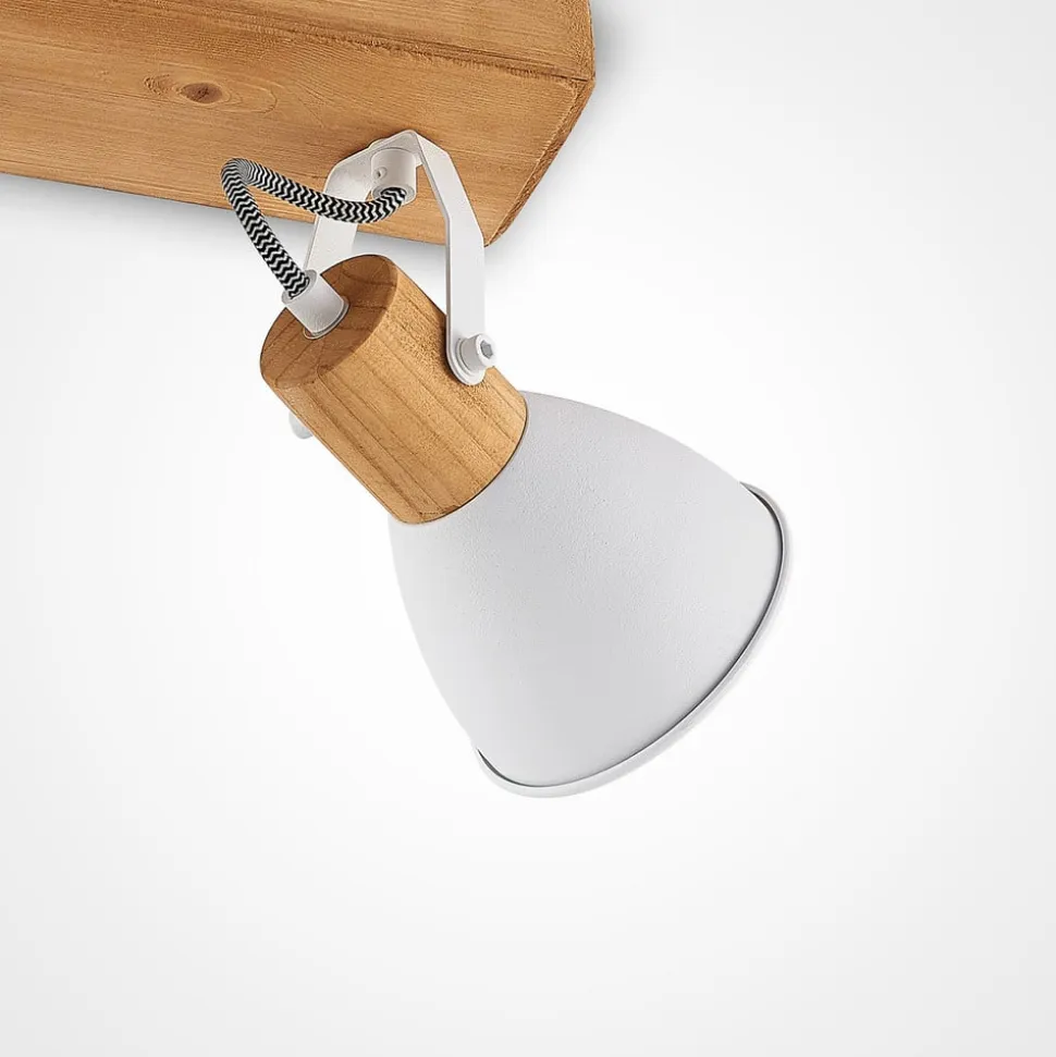 Lindby loftspot Merela, hvid, 28 cm, 2 lyskilder, træ, E14