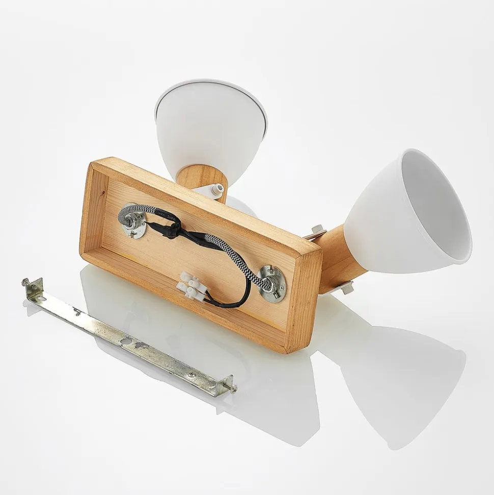 Lindby loftspot Merela, hvid, 28 cm, 2 lyskilder, træ, E14