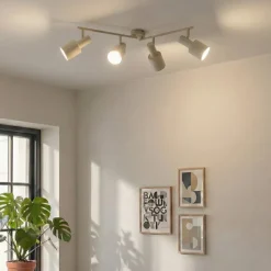 Lindby loftspot Ovelia, beige, 80 cm, 4 lyskilder, E27