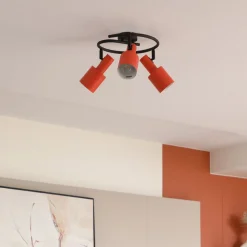 Lindby loftspot Ovelia, orange/sort, 3 lyskilder, E27