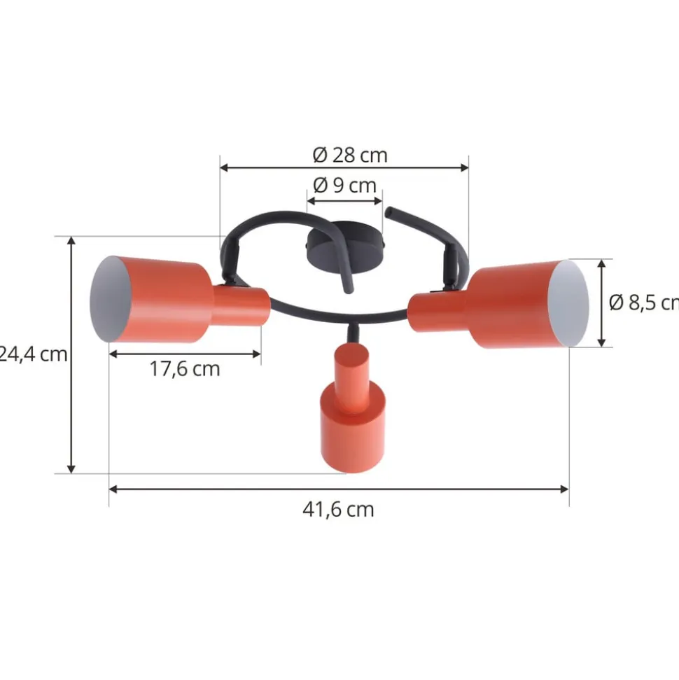 Lindby loftspot Ovelia, orange/sort, 3 lyskilder, E27