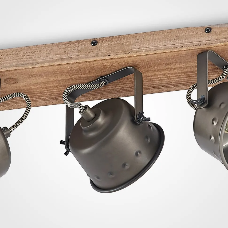 Lindby loftspot Rubinjo, 45 cm, 3 lyskilder, træ, GU10