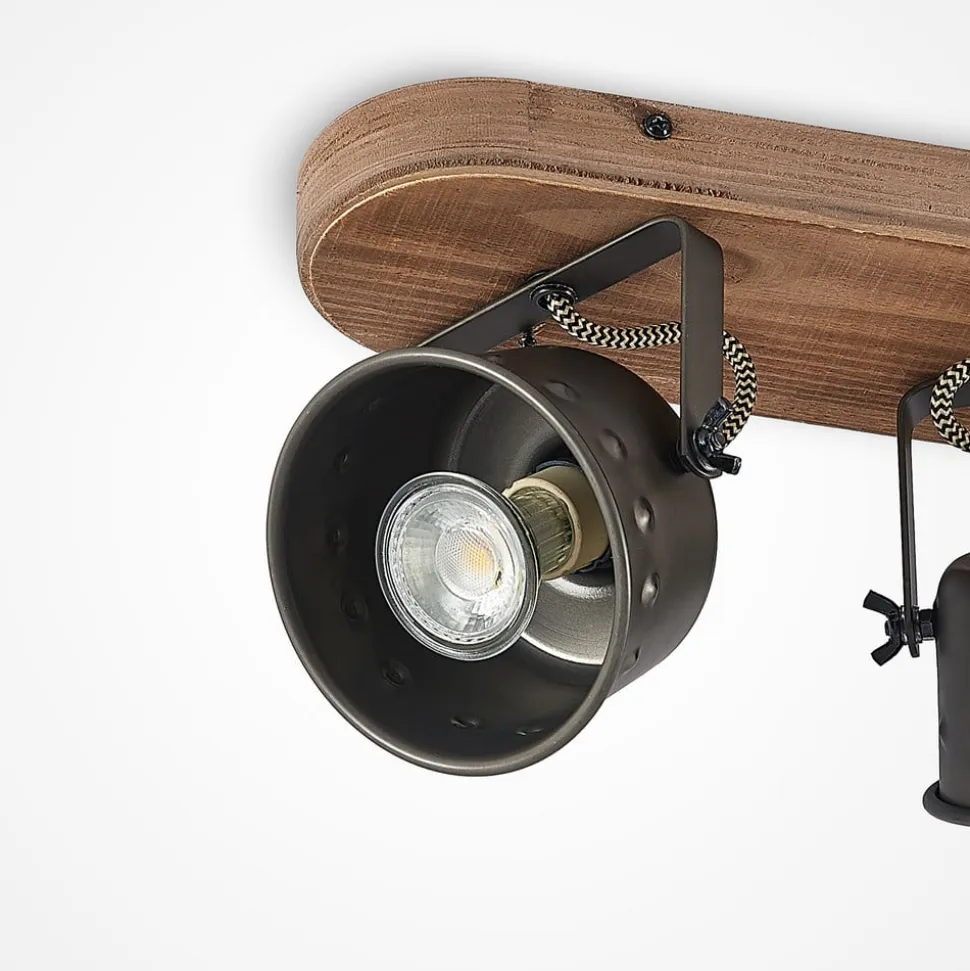 Lindby loftspot Rubinjo, 45 cm, 3 lyskilder, træ, GU10