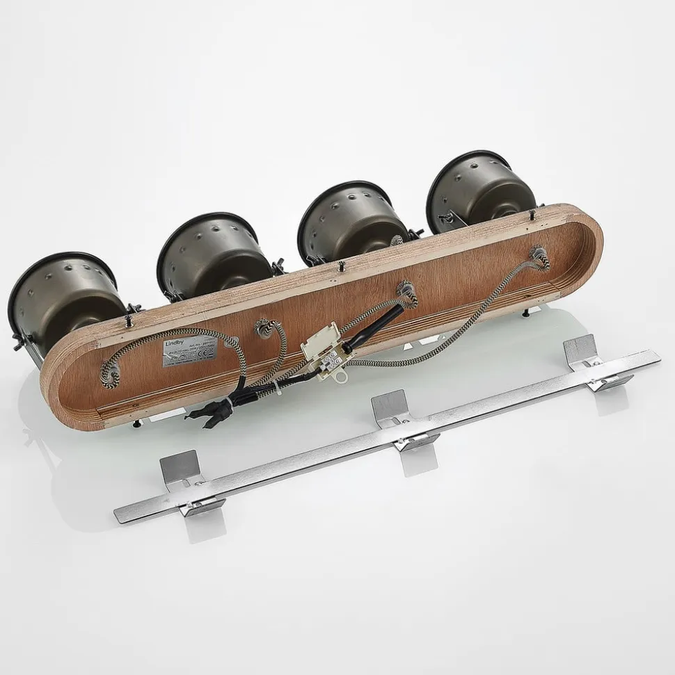Lindby loftspot Rubinjo, 62 cm, 4 lyskilder, træ, GU10