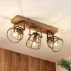 Lindby loftspot Rutger, 52 cm, 3 lyskilder, træ, bur, E14