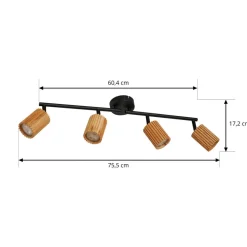 Lindby loftspot Stralino, 4 lyskilder, længde 60 cm, træ