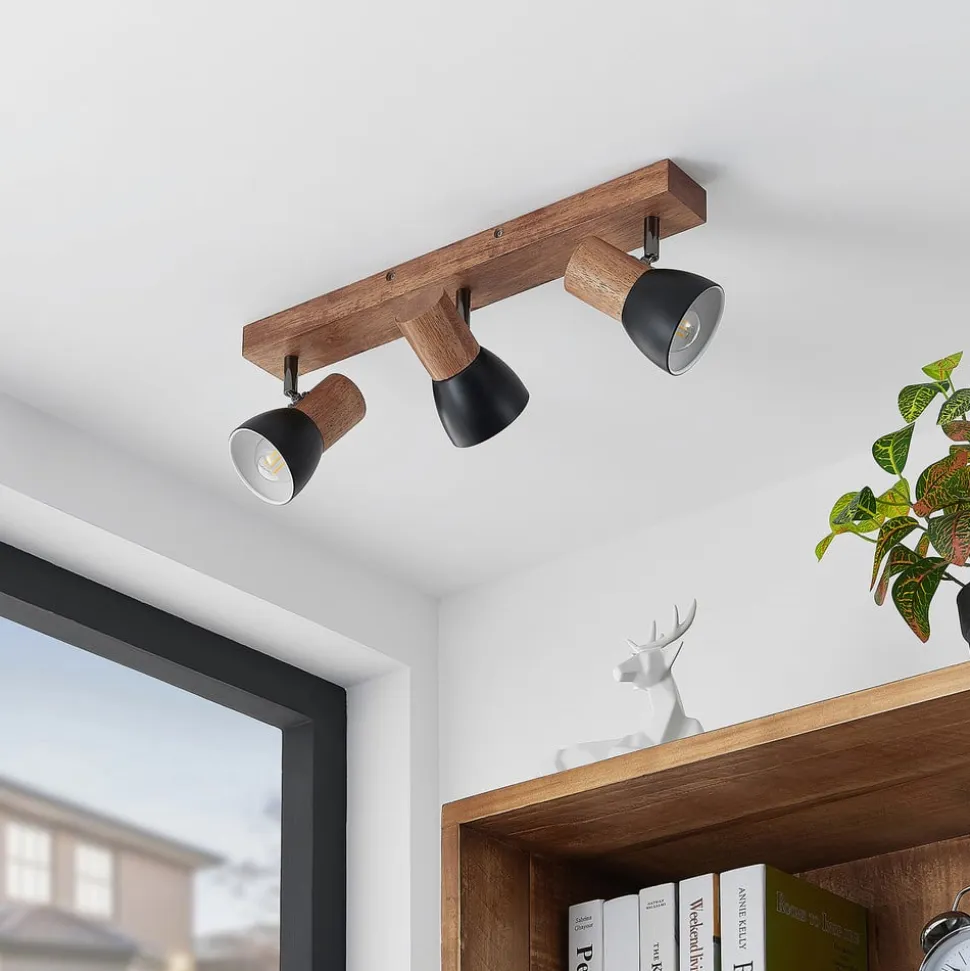 Lindby loftspot Tonja, 3 lyskilder, 55 cm, træ, stål