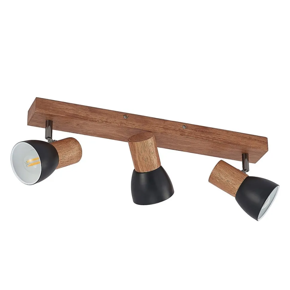 Lindby loftspot Tonja, 3 lyskilder, 55 cm, træ, stål
