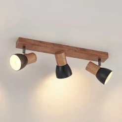 Lindby loftspot Tonja, 3 lyskilder, 55 cm, træ, stål