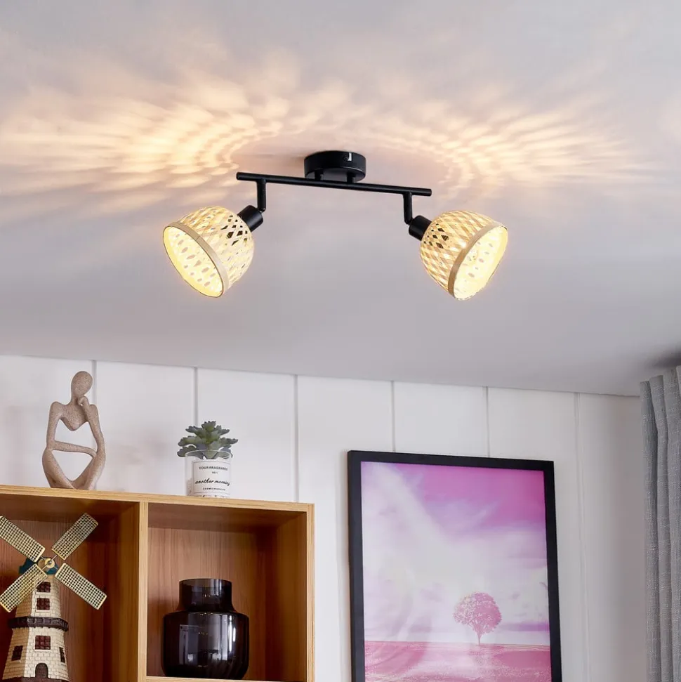 Lindby loftspot Youstin, 30 cm lang, bambus, 2-lys, E14