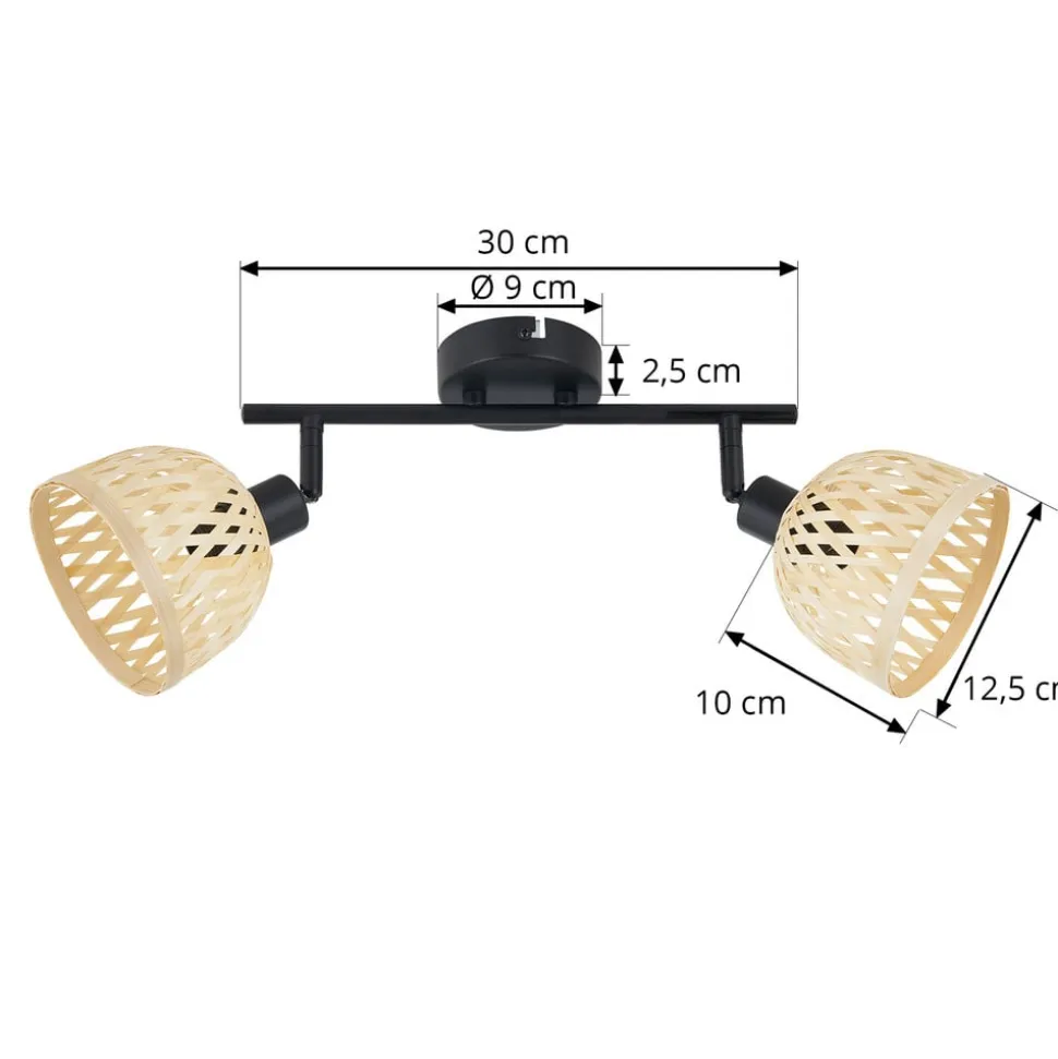 Lindby loftspot Youstin, 30 cm lang, bambus, 2-lys, E14