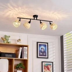 Lindby loftspot Youstin, 70,5 cm lang, bambus 4-lys, E14