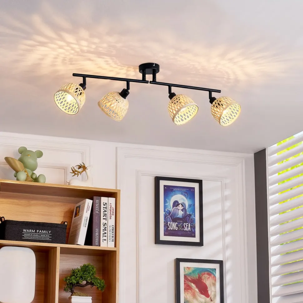 Lindby loftspot Youstin, 70,5 cm lang, bambus 4-lys, E14