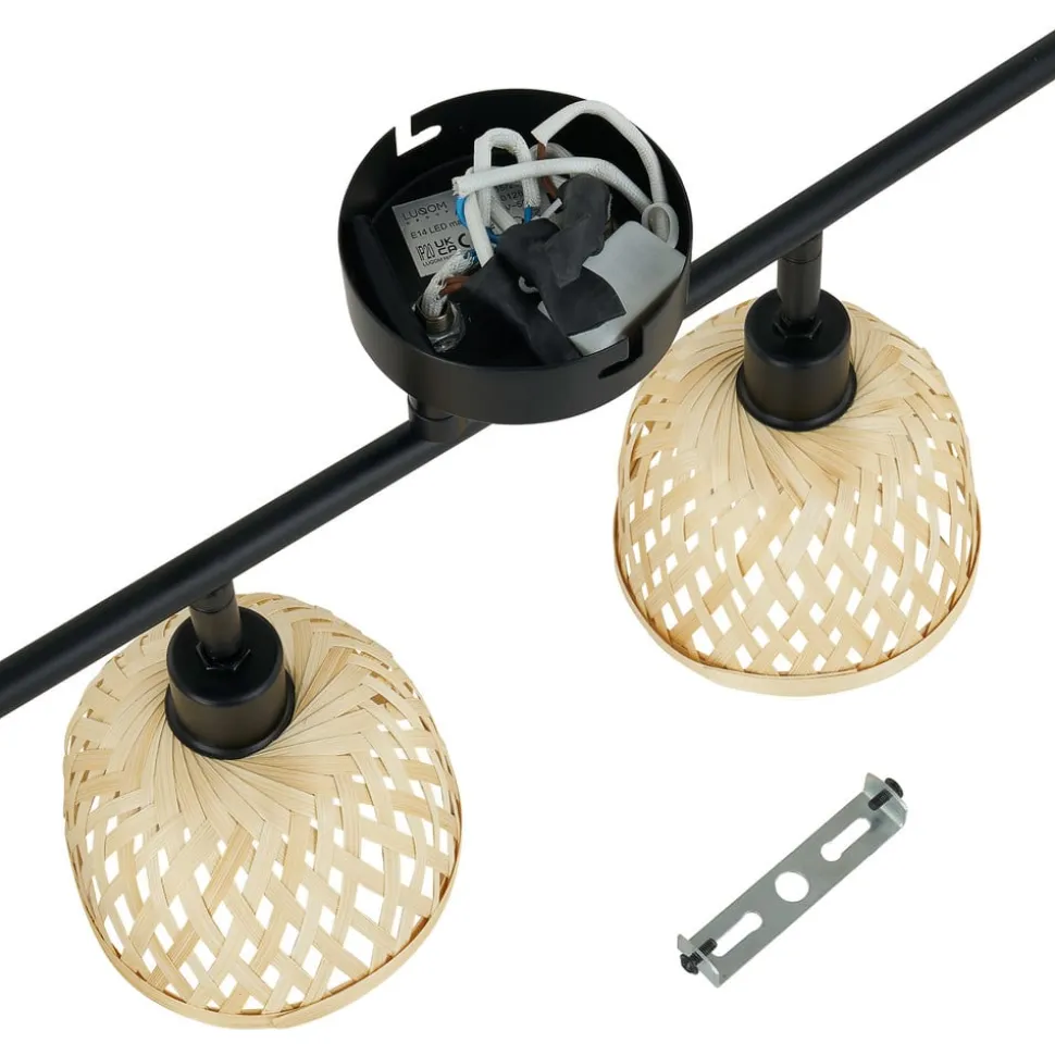 Lindby loftspot Youstin, 70,5 cm lang, bambus 4-lys, E14