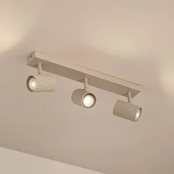 Lindby loftspots Kardis, beige, 3 lyskilder, metal, GU10