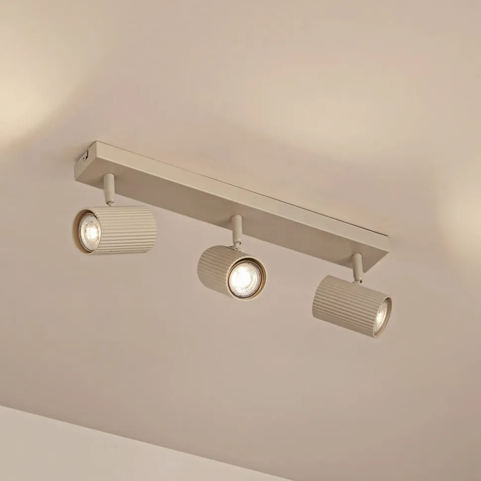 Lindby loftspots Kardis, beige, 3 lyskilder, metal, GU10