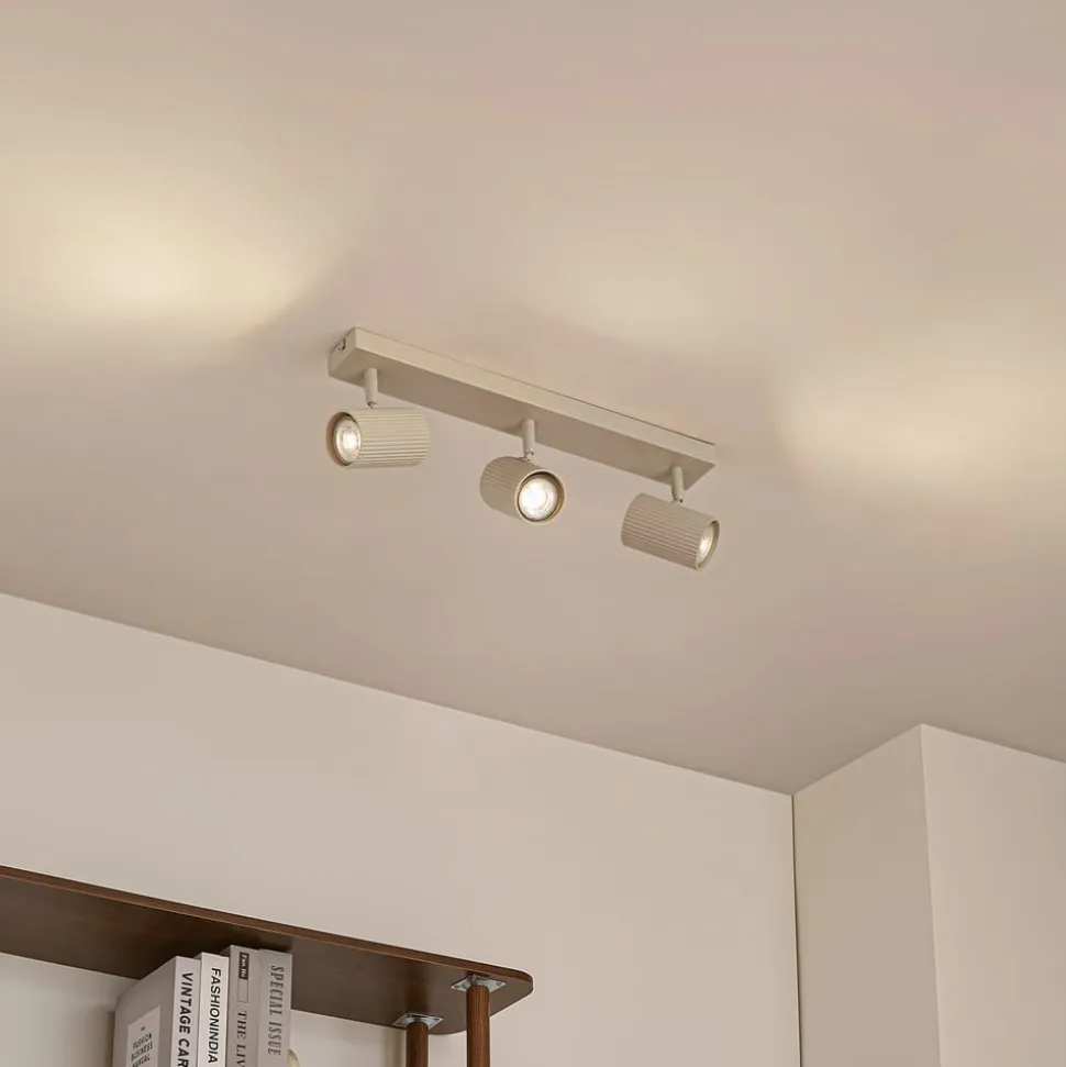 Lindby loftspots Kardis, beige, 3 lyskilder, metal, GU10
