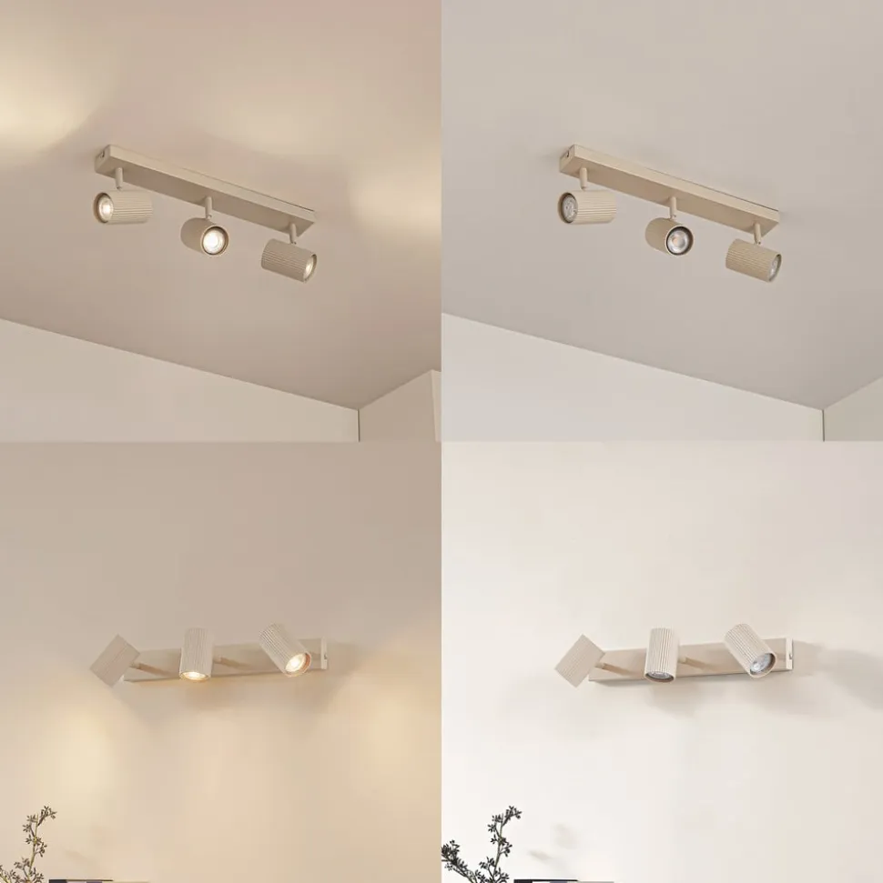 Lindby loftspots Kardis, beige, 3 lyskilder, metal, GU10