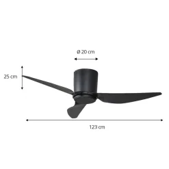 Lindby loftventilator Aulo, sort, DC, støjsvag, Ø 123 cm