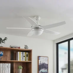 Lindby loftventilator med lys Auraya, støjsvag, hvid, 130cm