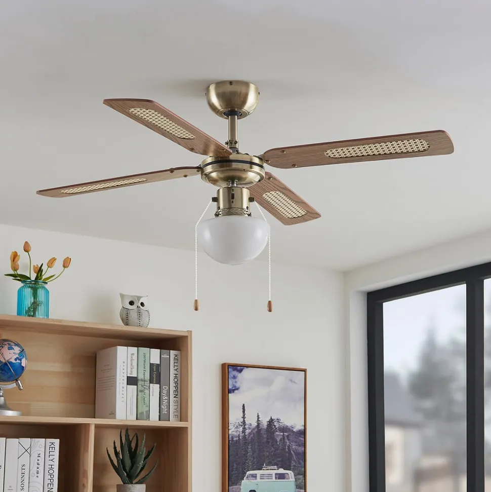 Lindby loftventilator med lys Rakan, støjsvag, Ø 106 cm