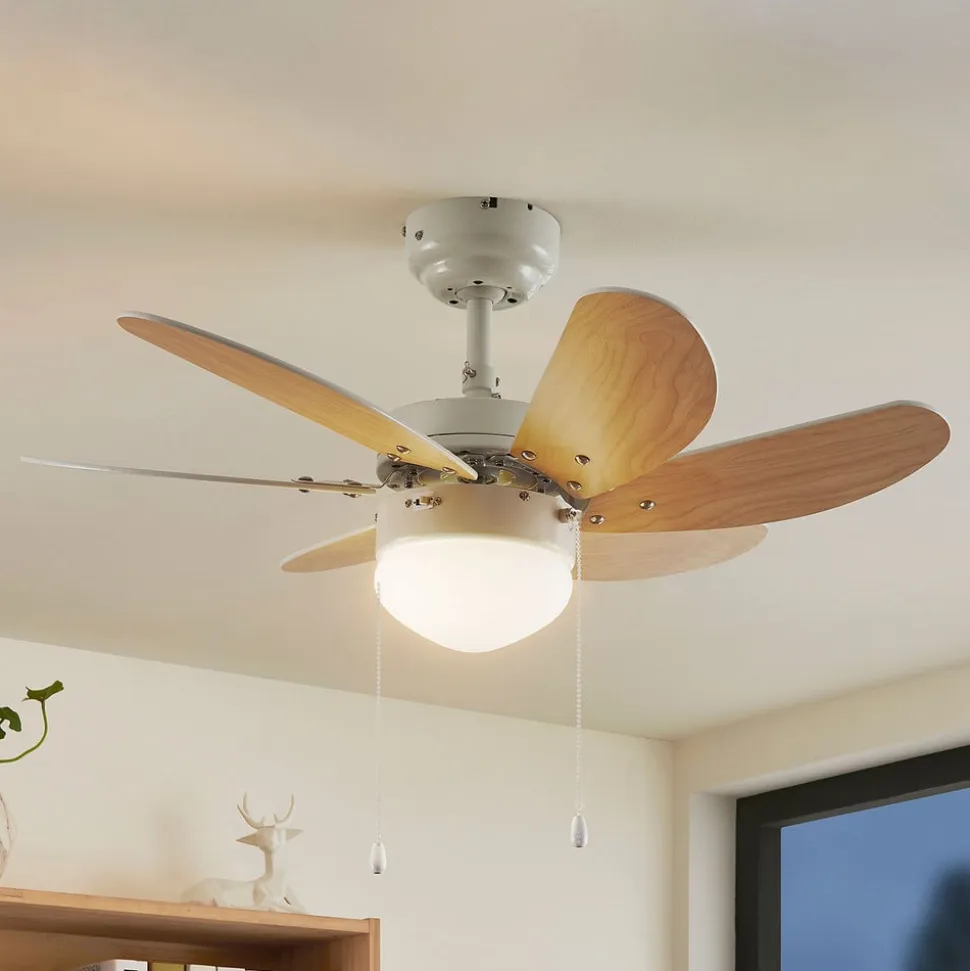 Lindby loftventilator Minja, hvid, træ