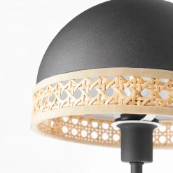 Lindby Lonnaris væglampe med rattan, sort
