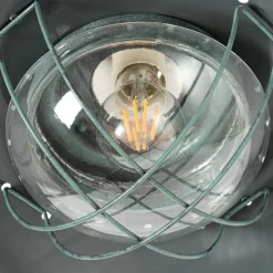Lindby Louisanne loftlampe, grågrøn, metal, Ø 35cm