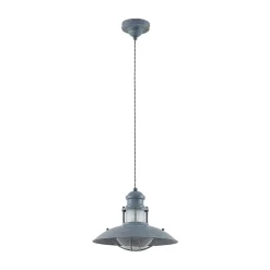 Lindby Louisanne pendellampe, Ø35cm, grågrøn, metal, glas