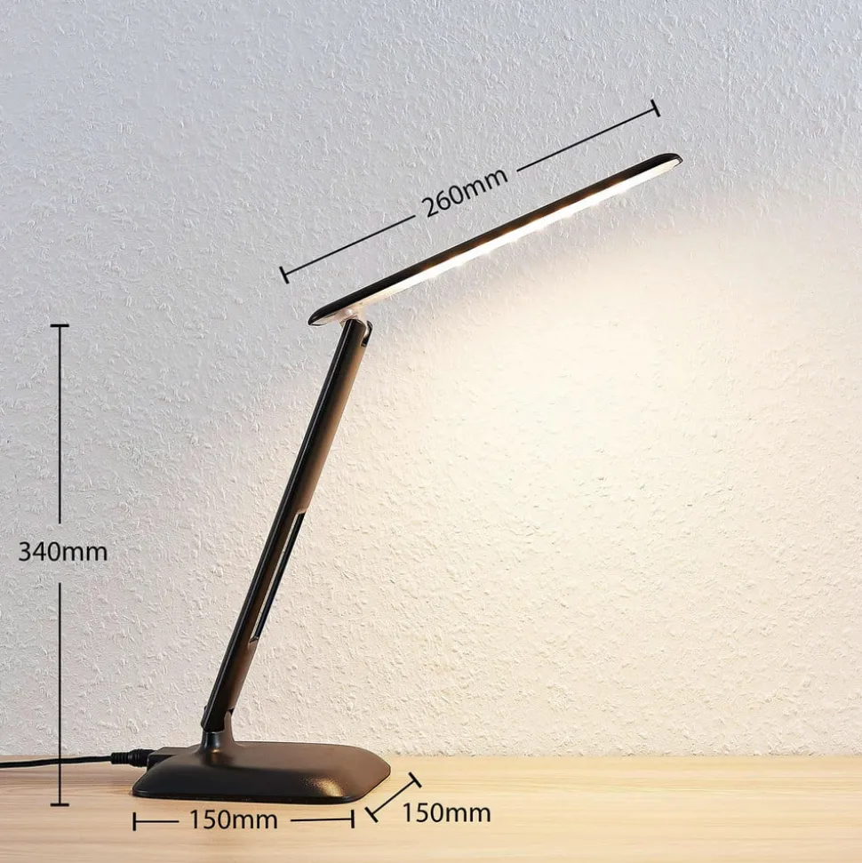 Lindby Ludmilla LED-bordlampe, display, sort
