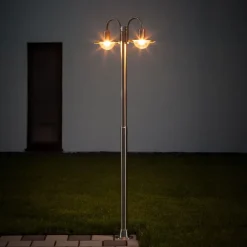 Lindby lygtepæl Damion, 200 cm, 2 lyskilder, E27, IP44