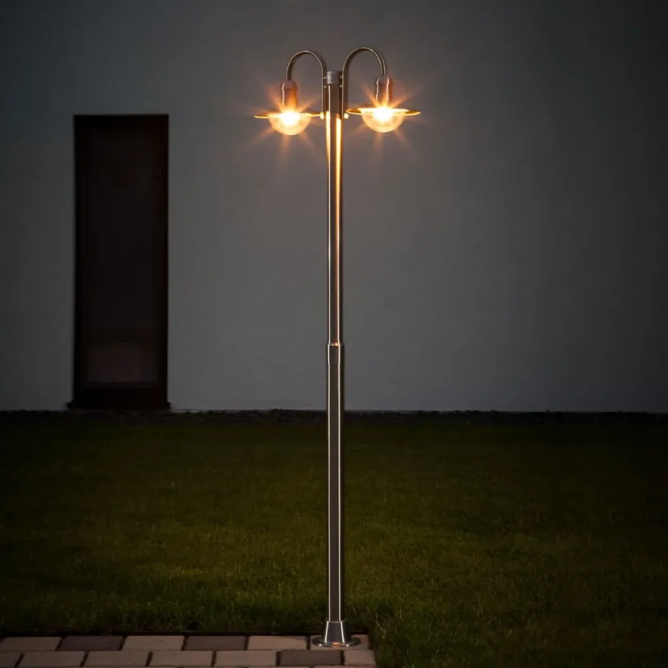 Lindby lygtepæl Damion, 200 cm, 2 lyskilder, E27, IP44