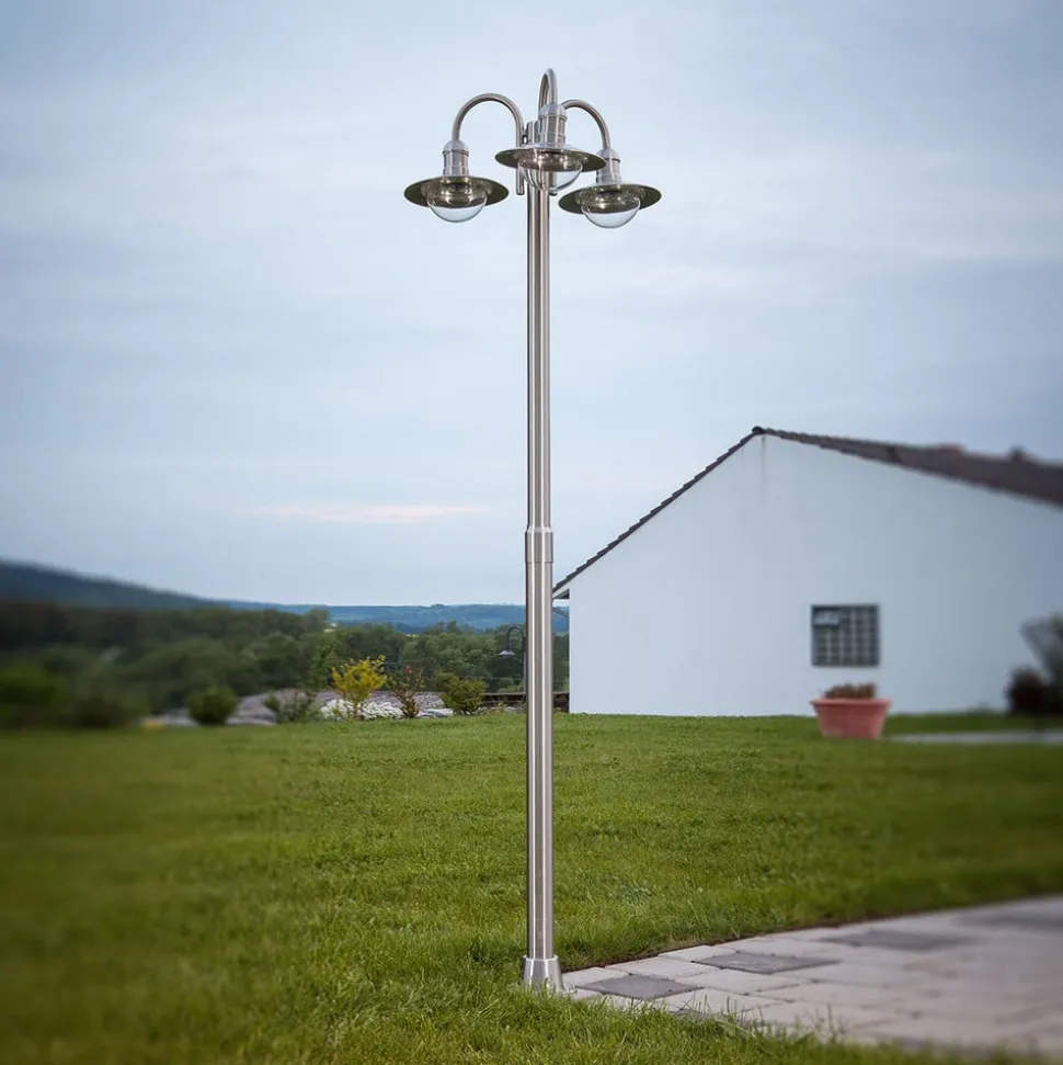 Lindby lygtepæl Damion, 200 cm, 3 lyskilder, E27, IP44