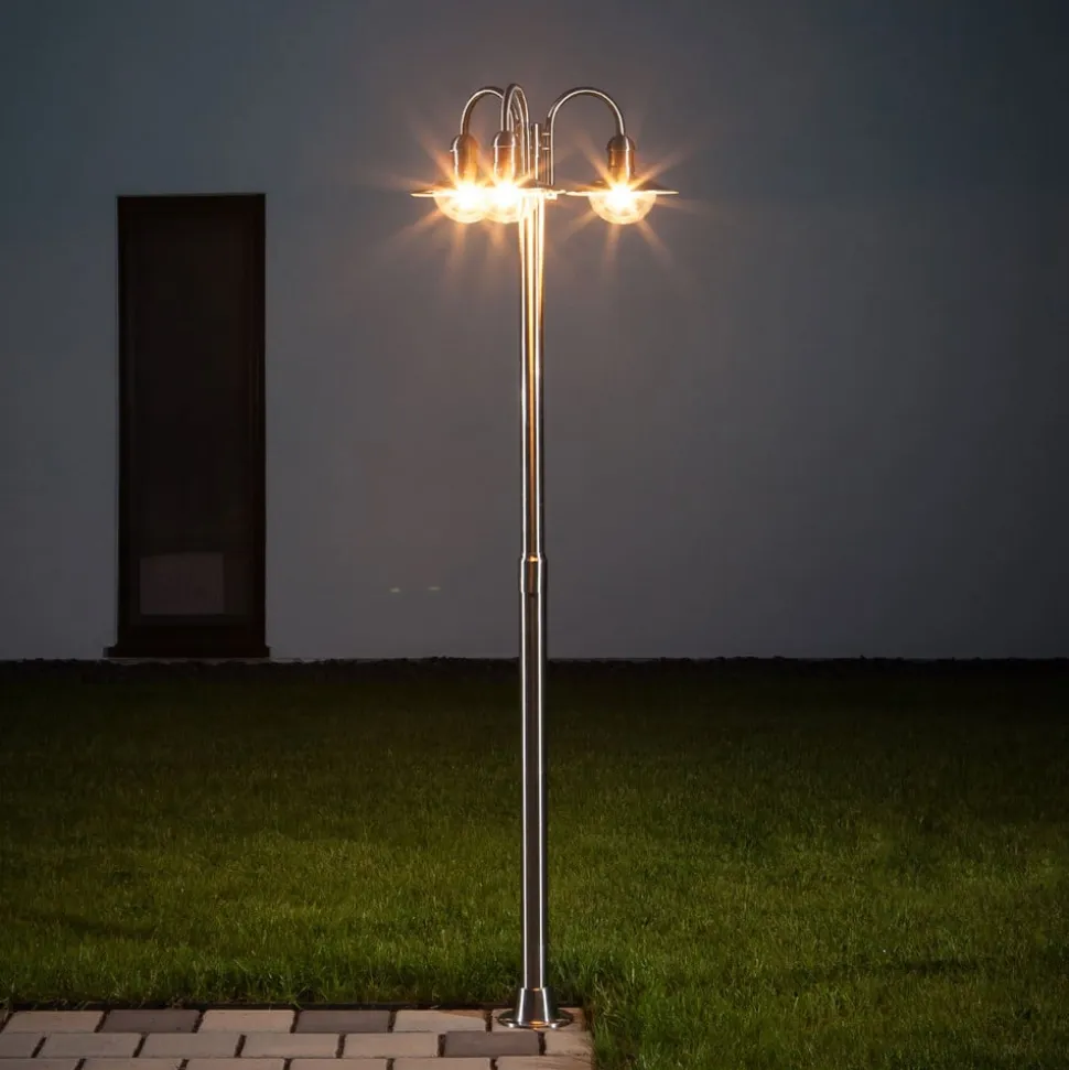 Lindby lygtepæl Damion, 200 cm, 3 lyskilder, E27, IP44