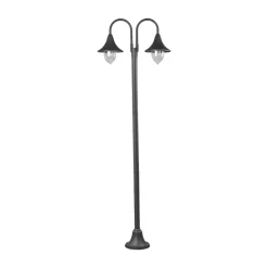 Lindby Madea udendørslampe, grå, 2 lyskilder, 212 cm, E27, IP44