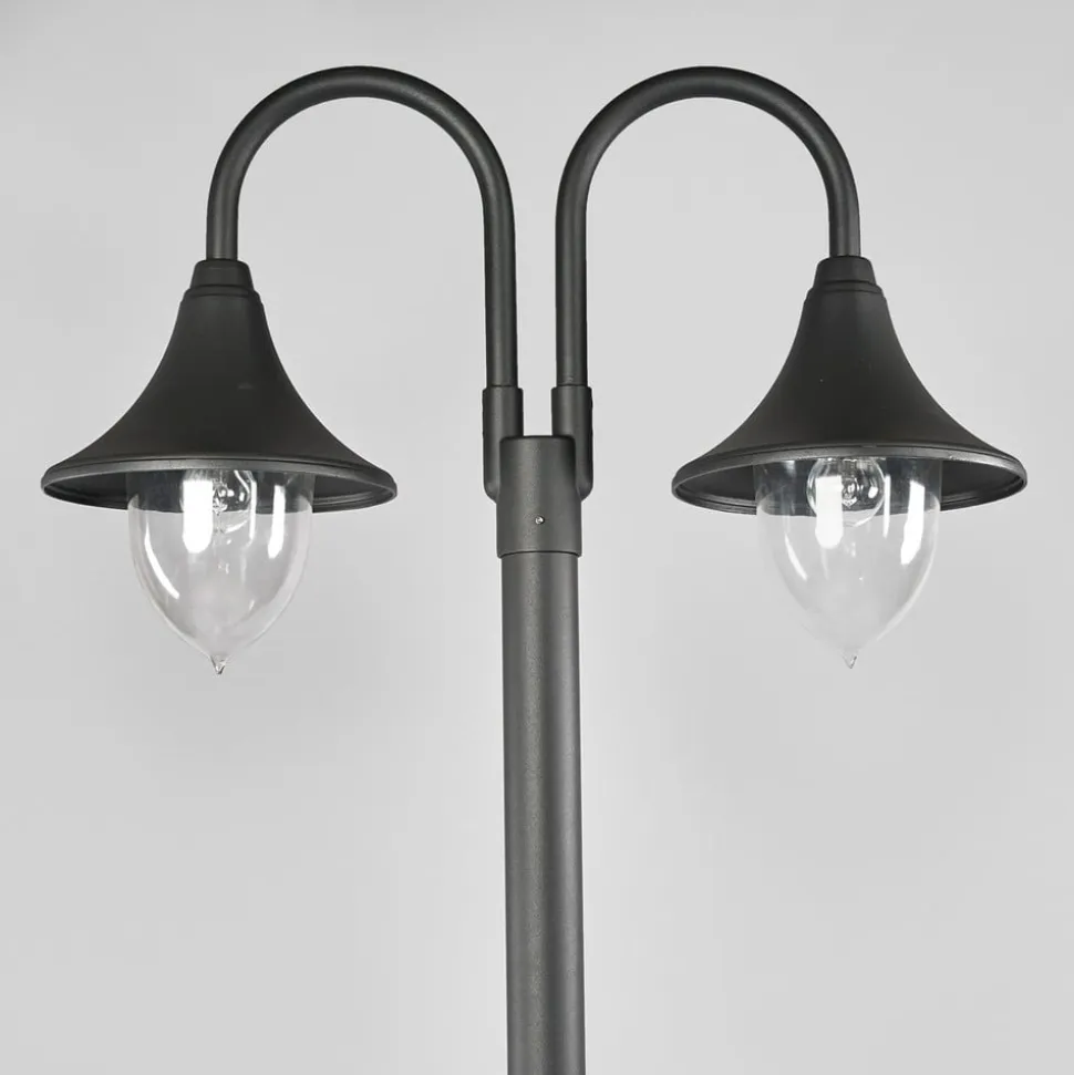 Lindby Madea udendørslampe, grå, 2 lyskilder, 212 cm, E27, IP44