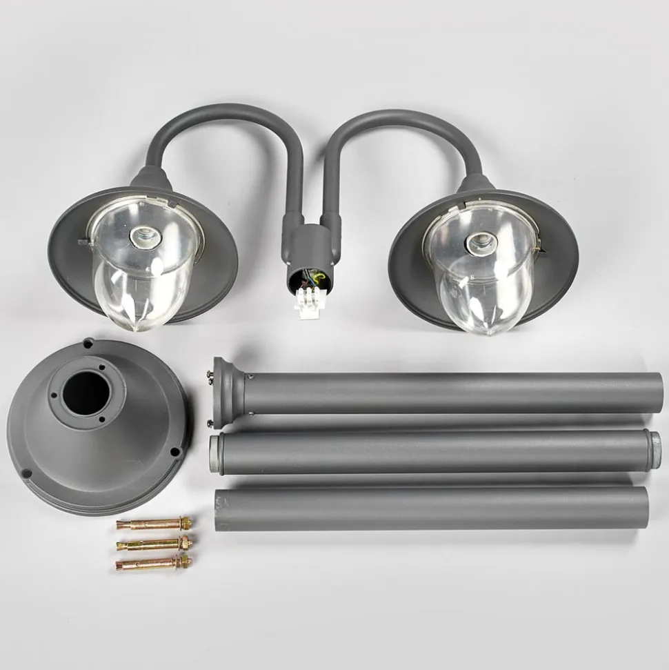 Lindby Madea udendørslampe, grå, 2 lyskilder, 212 cm, E27, IP44
