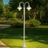 Lindby Madea udendørslampe, hvid, 2 lyskilder, 213 cm, E27, IP44