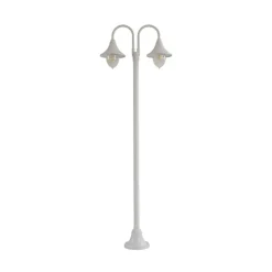 Lindby Madea udendørslampe, hvid, 2 lyskilder, 213 cm, E27, IP44