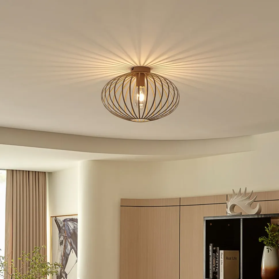 Lindby Maivi loftslampe, beige, 40 cm, jern, bur