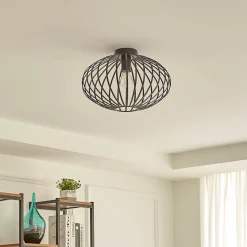 Lindby Maivi loftslampe, sort, 40 cm, jern, bur