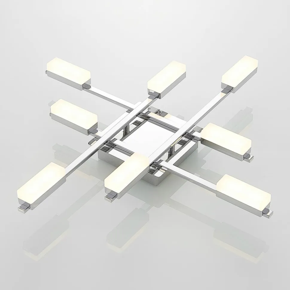 Lindby Mally LED-loftlampe i krom, 8 lyskilder
