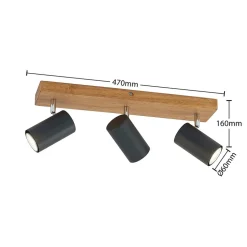 Lindby Maniva loftspot, 44 cm, 3 lyskilder, sort, GU10