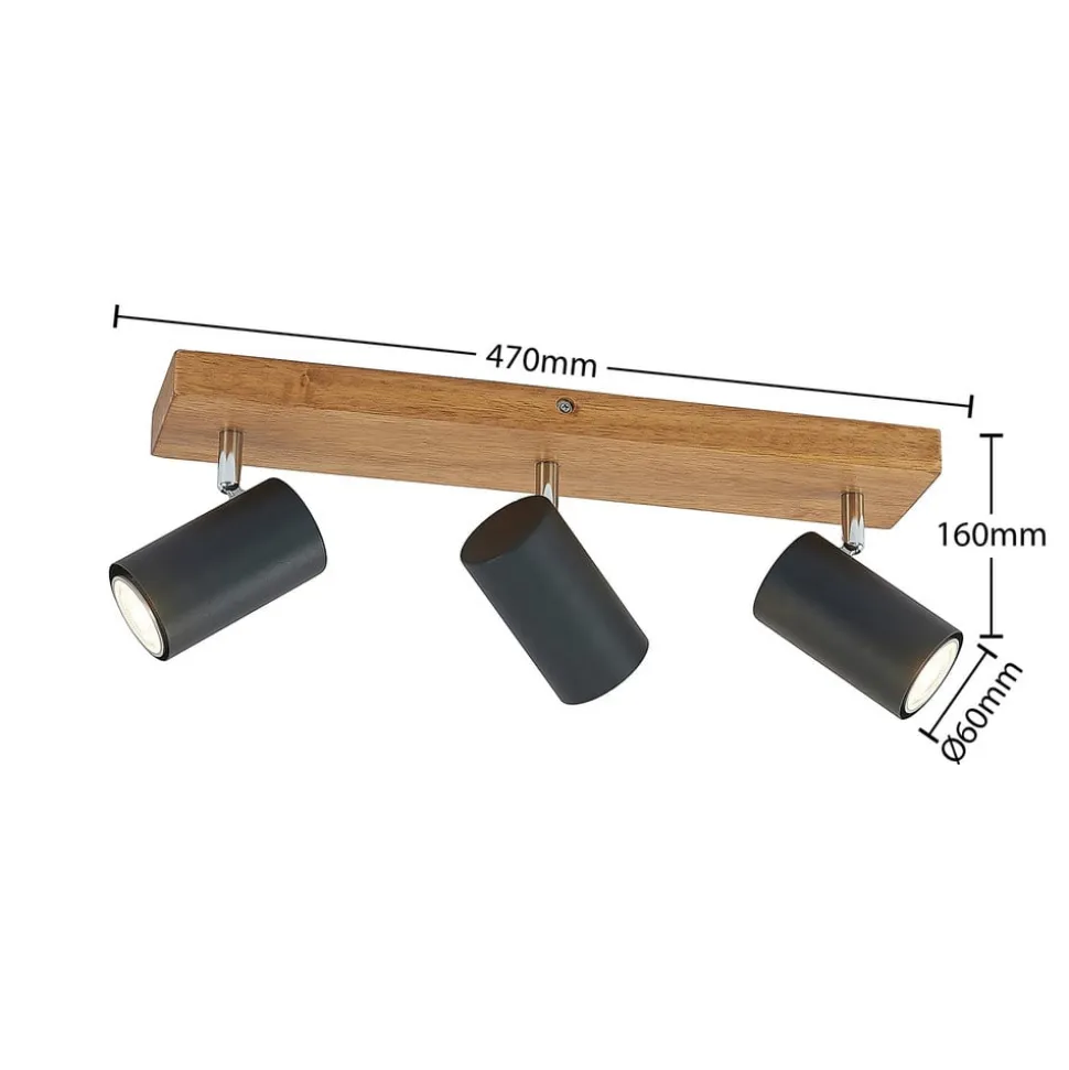 Lindby Maniva loftspot, 44 cm, 3 lyskilder, sort, GU10