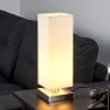 Lindby Martje bordlampe, højde 35 cm, hvid, tekstil, metal
