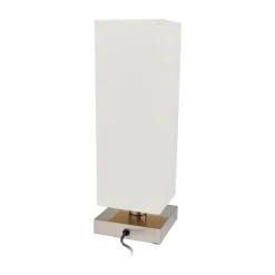 Lindby Martje bordlampe, højde 35 cm, hvid, tekstil, metal